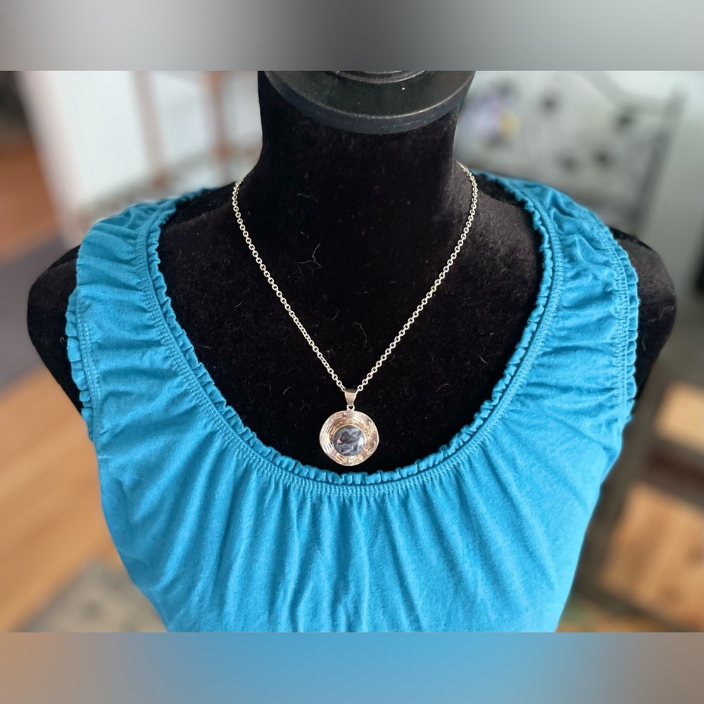 Blue Cotton Sleeveless Tank Top
